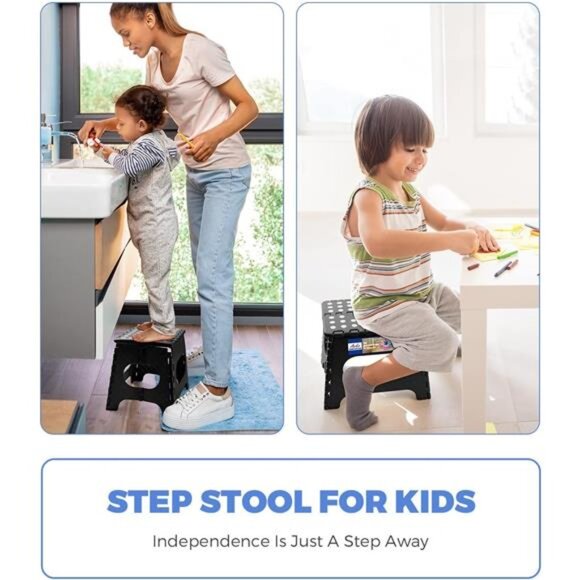 11 inch Folding Step Stool Lightweight Plastic Step Stool - 2 Pack - Foldable - Picture 2 of 7